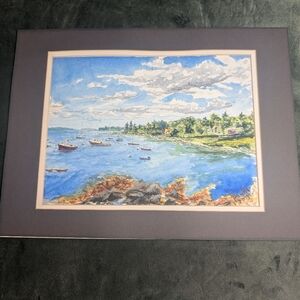 Original Watercolor Painting Art Signed Polly Smith Heron Pond Farm Landscape